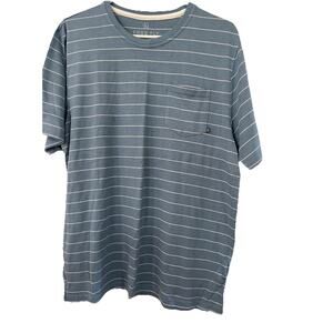 New Free Fly Bamboo Channel Short Sleeve Pocket Tee Blue White Stripe Size Large